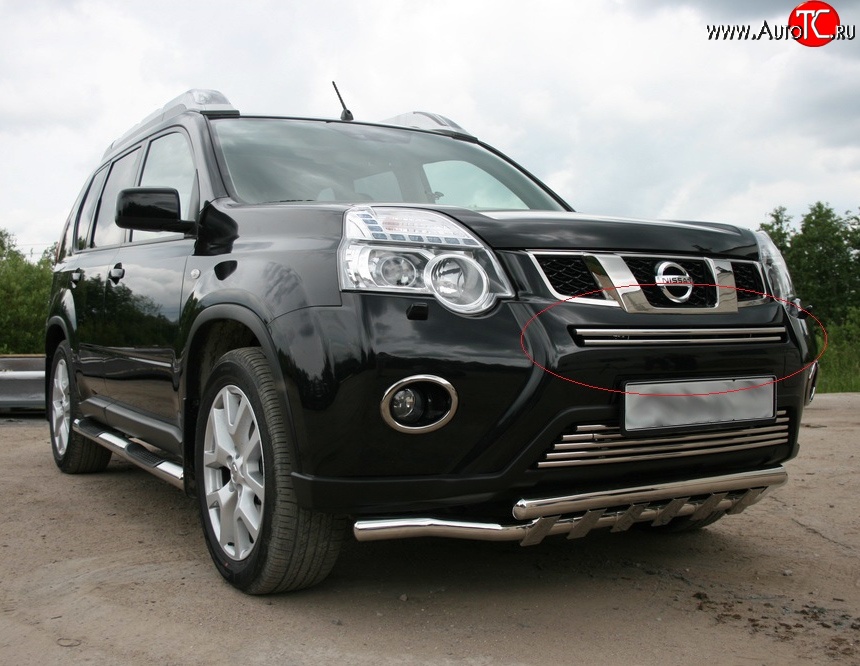 2 204 р. Декоративная вставка воздухозаборника Novline (d16 мм, верхняя) Nissan X-trail 2 T31 рестайлинг (2010-2015)  с доставкой в г. Санкт‑Петербург