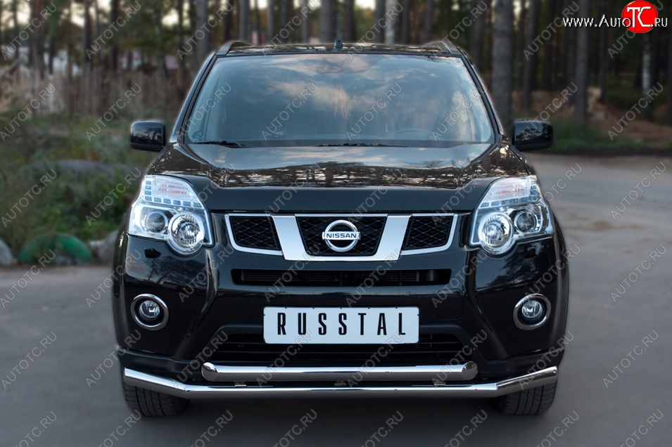 17 649 р. Защита переднего бампера (2 трубыØ63 мм, нержавейка) SLITKOFF  Nissan X-trail  2 T31 (2010-2015) рестайлинг  с доставкой в г. Санкт‑Петербург