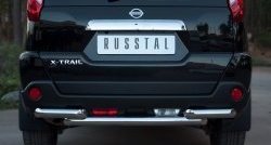 16 599 р. Защита заднего бампера (2 трубы Ø63, нержавейка) SLITKOFF  Nissan X-trail  2 T31 (2010-2015) рестайлинг  с доставкой в г. Санкт‑Петербург. Увеличить фотографию 1