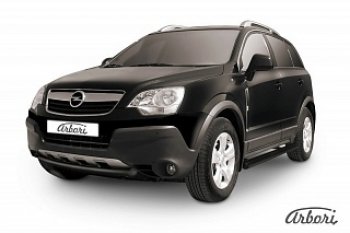 5 399 р. Защита переднего бампера Arbori (низкая, черная, 1 труба d57 mm).  Opel Antara (2006-2010)  с доставкой в г. Санкт‑Петербург. Увеличить фотографию 1