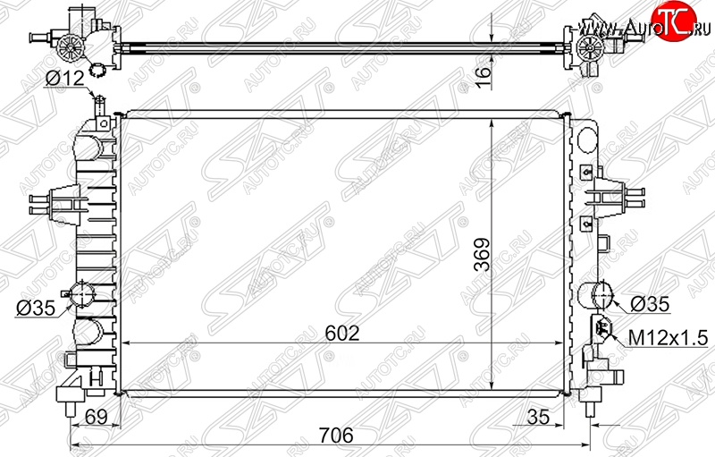 4 999 р. Радиатор двигателя SAT Opel Astra H универсал (2004-2007)  с доставкой в г. Санкт‑Петербург