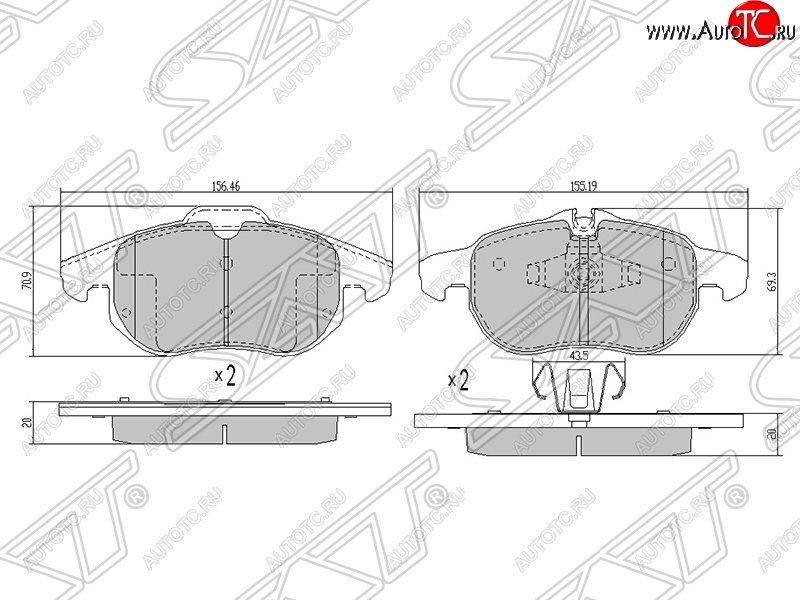 1 479 р. Колодки тормозные SAT (передние) Opel Vectra C седан дорестайлинг (2002-2005)  с доставкой в г. Санкт‑Петербург