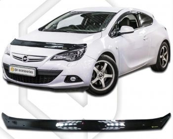 1 799 р. Дефлектор капота CA-Plastiс  Opel Astra  J GTC (2011-2018) (Classic черный, Без надписи)  с доставкой в г. Санкт‑Петербург. Увеличить фотографию 1