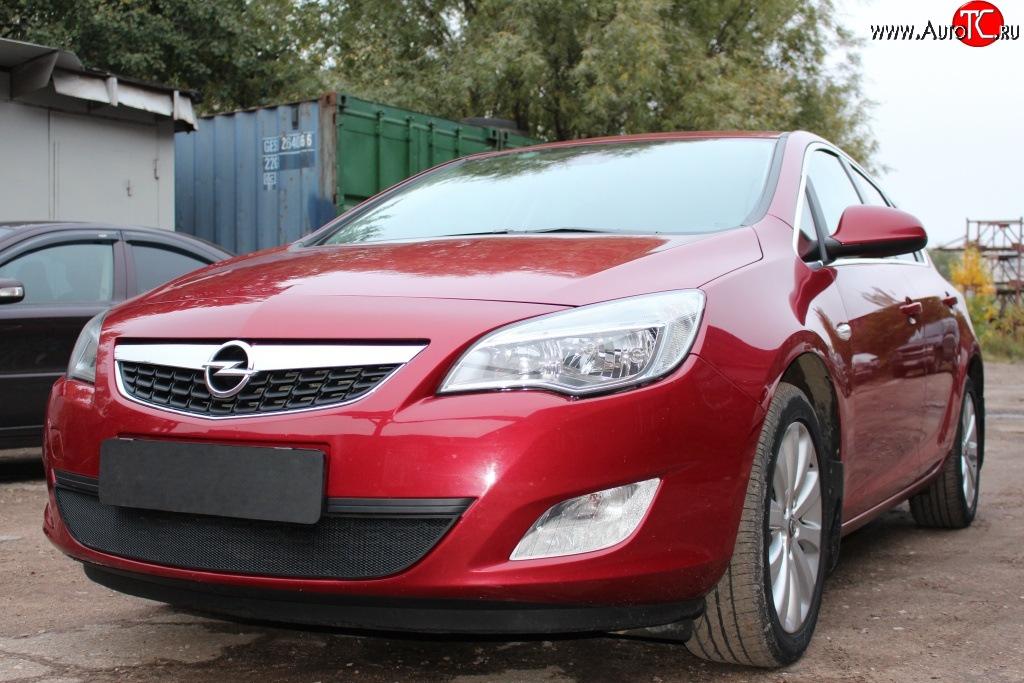 1 469 р. Сетка на бампер Russtal (черная)  Opel Astra  J (2009-2012) хэтчбек 5 дв. дорестайлинг  с доставкой в г. Санкт‑Петербург