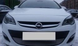 1 539 р. Сетка на бампер Russtal (хром)  Opel Astra  J (2012-2017) хэтчбек 5 дв.  рестайлинг  с доставкой в г. Санкт‑Петербург. Увеличить фотографию 1