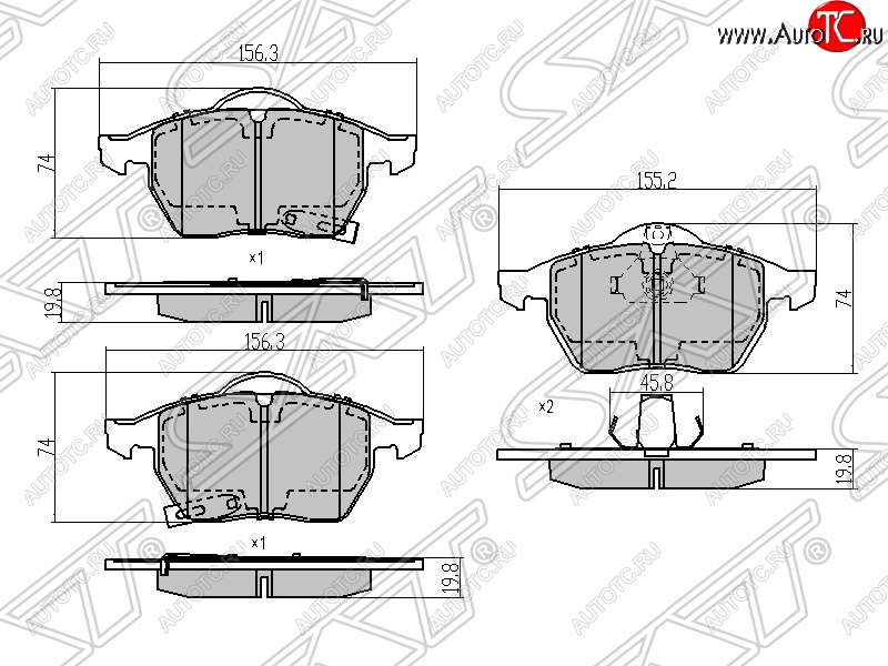 1 029 р. Колодки тормозные SAT (передние) Opel Astra H универсал рестайлинг (2007-2015)  с доставкой в г. Санкт‑Петербург