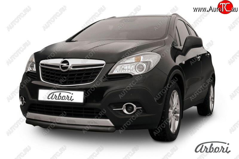 5 849 р. Защита переднего бампера Arbori (короткая, черная, 1 труба d57 mm). Opel Mokka  дорестайлинг (2012-2016)  с доставкой в г. Санкт‑Петербург