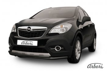 7 559 р. Защита переднего бампера Arbori (черная, 2 трубы d57 и 42 mm) Opel Mokka  дорестайлинг (2012-2016)  с доставкой в г. Санкт‑Петербург. Увеличить фотографию 1