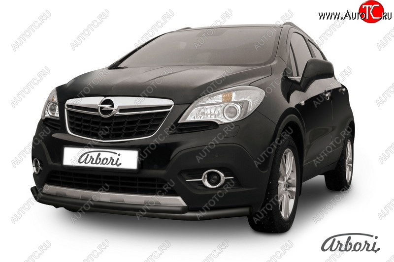 7 559 р. Защита переднего бампера Arbori (черная, 2 трубы d57 и 42 mm) Opel Mokka  дорестайлинг (2012-2016)  с доставкой в г. Санкт‑Петербург