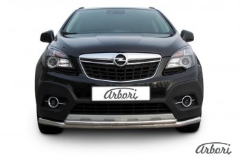 14 363 р. Защита переднего бампера Arbori (нержавейка, 2 трубы d57 и 42 mm) Opel Mokka  дорестайлинг (2012-2016)  с доставкой в г. Санкт‑Петербург. Увеличить фотографию 1