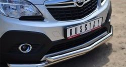 15 999 р. Защита переднего бампера (2 трубыØ63 мм, нержавейка) Russtal Opel Mokka  дорестайлинг (2012-2016)  с доставкой в г. Санкт‑Петербург. Увеличить фотографию 2