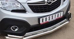 16 999 р. Защита переднего бампера (2 трубыØ63 и 42 мм, нержавейка) Russtal Opel Mokka  дорестайлинг (2012-2016)  с доставкой в г. Санкт‑Петербург. Увеличить фотографию 2