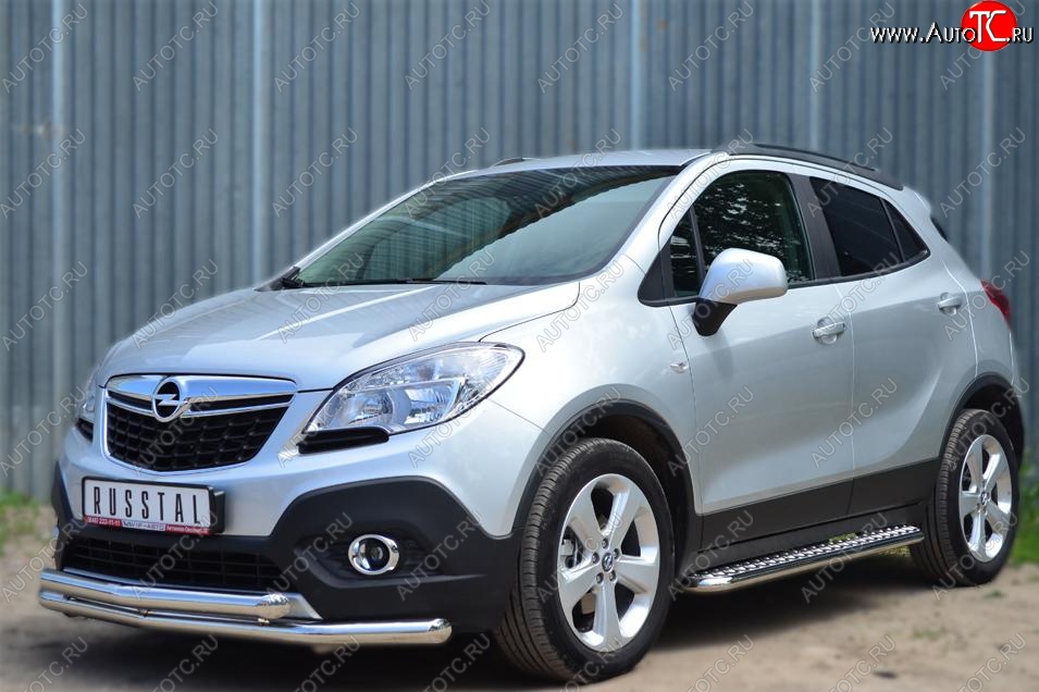 17 799 р. Защита порогов из круглой трубы диаметром 42 мм Russtal v3  Opel Mokka (2012-2016)  дорестайлинг  с доставкой в г. Санкт‑Петербург