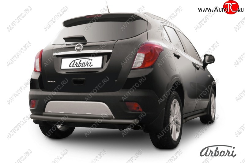 6 749 р. Защита заднего бампера Arbori (черная, 2 трубы d57 и 42 mm). Opel Mokka  дорестайлинг (2012-2016)  с доставкой в г. Санкт‑Петербург