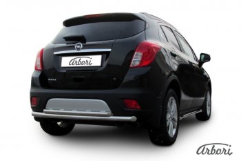 12 869 р. Защита заднего бампера Arbori (нержавейка, 2 трубы d57 и 42 mm). Opel Mokka  дорестайлинг (2012-2016)  с доставкой в г. Санкт‑Петербург. Увеличить фотографию 2