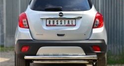 Защита заднего бампера (2 трубы Ø63 мм, нержавейка) Russtal Opel Mokka  дорестайлинг (2012-2016)