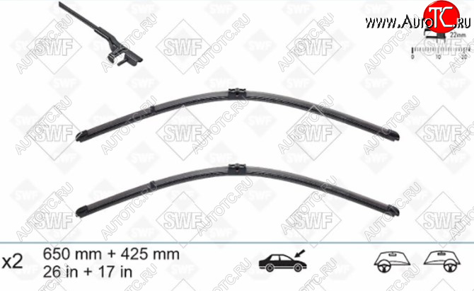 2 369 р. Комплект щеток стеклоочистителей на SWF (650+425 мм) Ford Focus 2 хэтчбэк 3 дв. дорестайлинг (2004-2007)  с доставкой в г. Санкт‑Петербург