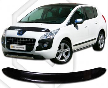 1 749 р. Дефлектор капота CA-Plastic  Peugeot 3008 (2009-2013) (Classic черный, Без надписи)  с доставкой в г. Санкт‑Петербург. Увеличить фотографию 1