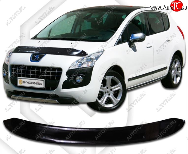 1 749 р. Дефлектор капота CA-Plastic  Peugeot 3008 (2009-2013) (Classic черный, Без надписи)  с доставкой в г. Санкт‑Петербург