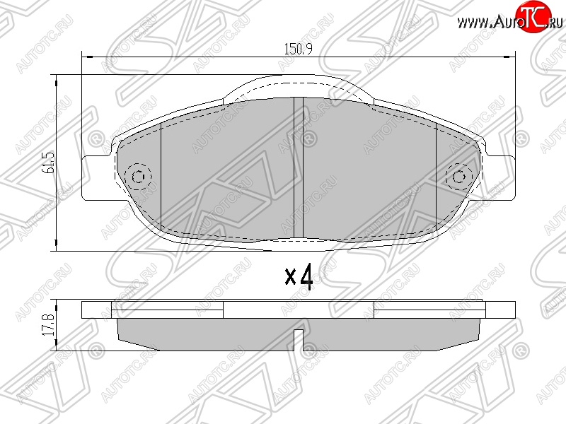 1 099 р. Колодки тормозные SAT (передние) Peugeot 308 T9 хэтчбек 5 дв. дорестайлинг (2013-2018)  с доставкой в г. Санкт‑Петербург