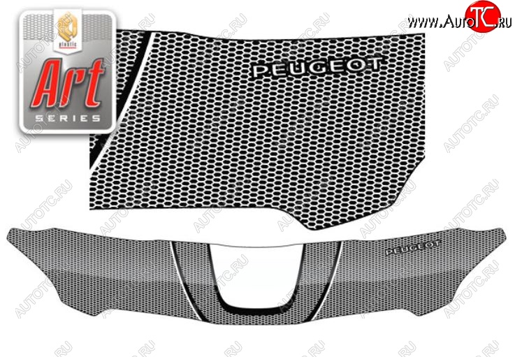 2 199 р. Дефлектор капота CA-Plastiс  Peugeot 301 (2012-2017) (Серия Art графит)  с доставкой в г. Санкт‑Петербург