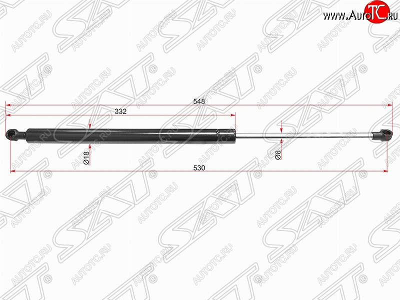 639 р. Газовый упор крышки багажника SAT  Peugeot 308  T7 (2007-2011), SSANGYONG Kyron (2005-2016)  с доставкой в г. Санкт‑Петербург