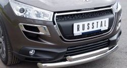 22 649 р. Защита переднего бампера (2 трубыØ76 и 63 мм, нержавейка) SLITKOFF Peugeot 4008 (2012-2017)  с доставкой в г. Санкт‑Петербург. Увеличить фотографию 2