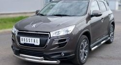 22 649 р. Защита переднего бампера (2 трубыØ76 и 63 мм, нержавейка) SLITKOFF Peugeot 4008 (2012-2017)  с доставкой в г. Санкт‑Петербург. Увеличить фотографию 4