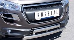 22 299 р. Защита переднего бампера (2 трубыØ75х42 мм, нержавейка) Russtal Peugeot 4008 (2012-2017)  с доставкой в г. Санкт‑Петербург. Увеличить фотографию 2