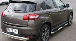 14 399 р. Защита заднего бампера (Ø76 и 42 мм, нержавейка) SLITKOFF  Peugeot 4008 (2012-2017) (с короткой нижней трубой)  с доставкой в г. Санкт‑Петербург. Увеличить фотографию 4