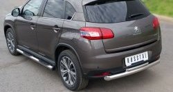 14 399 р. Защита заднего бампера (Ø76 и 42 мм, нержавейка) SLITKOFF  Peugeot 4008 (2012-2017) (с короткой верхней трубой)  с доставкой в г. Санкт‑Петербург. Увеличить фотографию 4