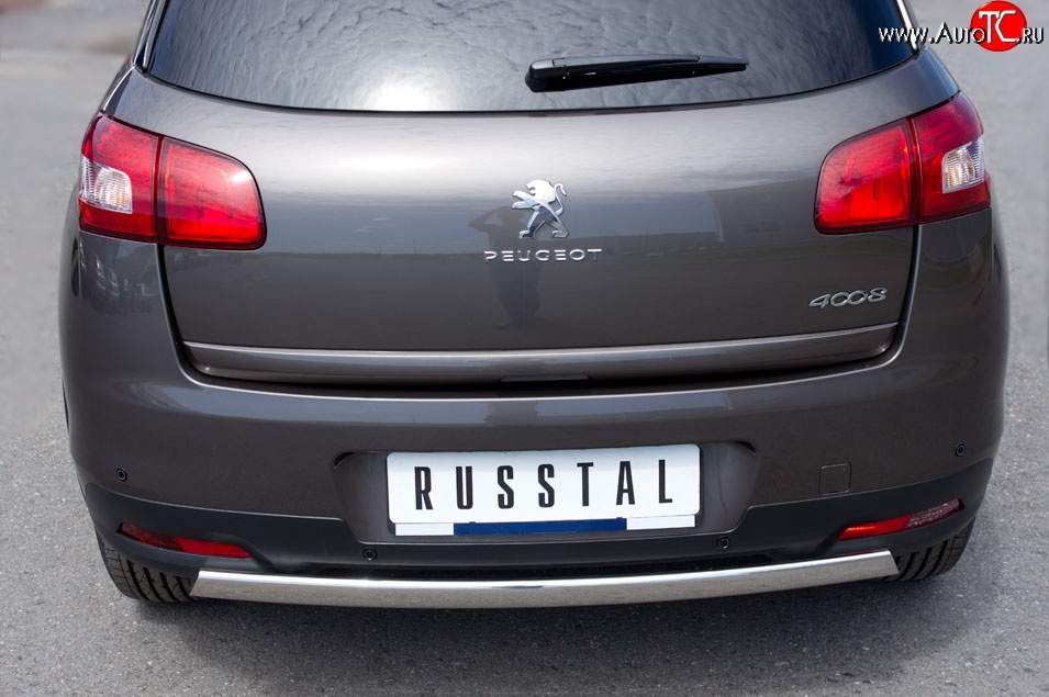 14 999 р. Защита заднего бампера (Ø75x42 мм, нержавейка) Russtal Peugeot 4008 (2012-2017)  с доставкой в г. Санкт‑Петербург