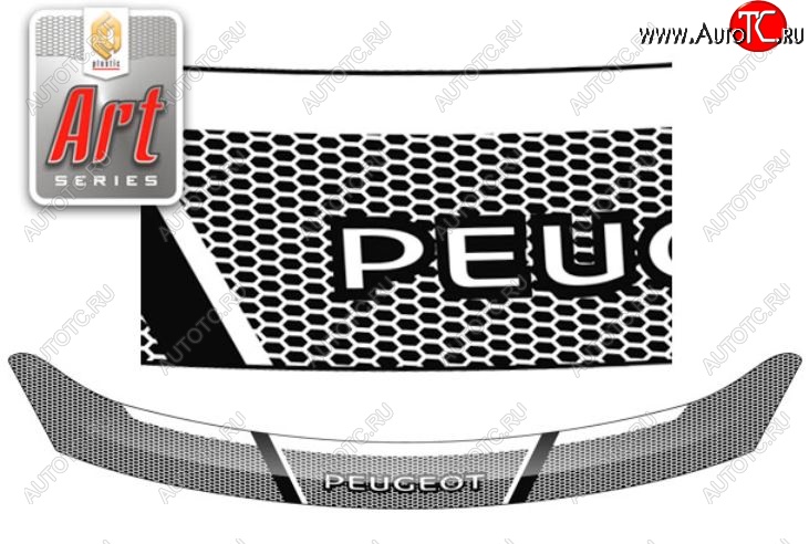 1 989 р. Дефлектор капота CA-Plastiс  Peugeot 408 (2010-2017) (Серия Art серебро)  с доставкой в г. Санкт‑Петербург
