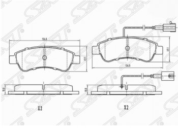 1 049 р. Комплект задних тормозных колодок SAT (с датчиком износа) Peugeot Boxer 250 (2006-2014)  с доставкой в г. Санкт‑Петербург. Увеличить фотографию 1