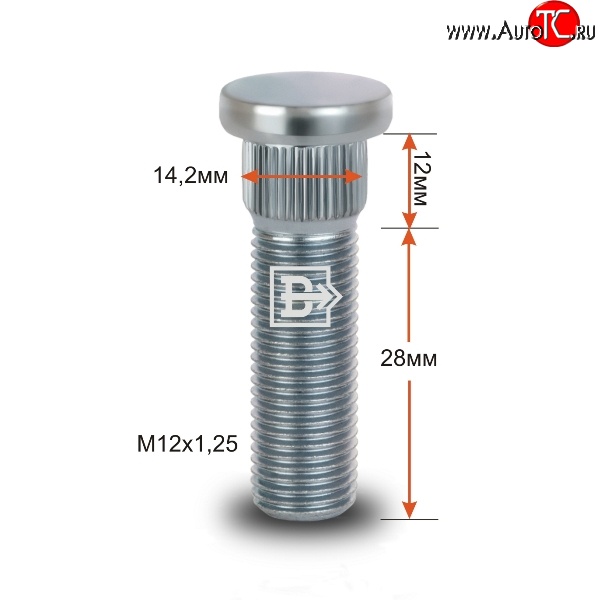 188 р. Забивная шпилька 28 мм ступицы Вектор M12x1.25x28 Лада 2123 (Нива Шевроле) дорестайлинг (2002-2008)