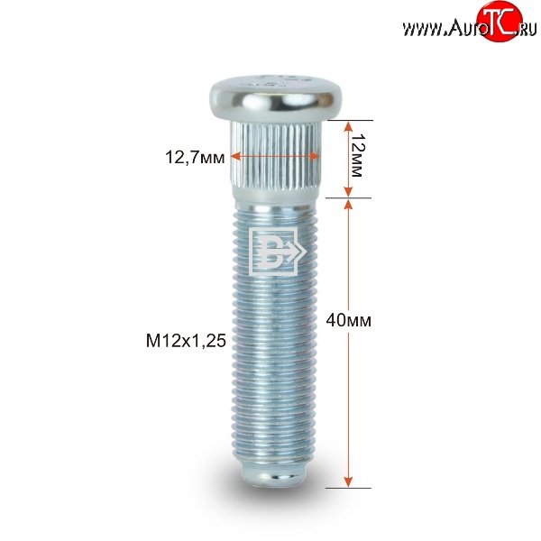 188 р. Забивная шпилька 40 мм ступицы Вектор M12 1.25 40 GAC GS5 (2018-2024)