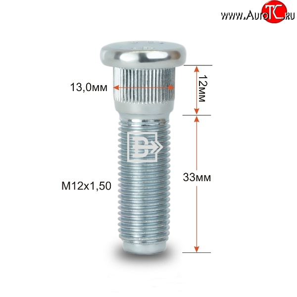 179 р. Забивная шпилька 33 мм ступицы Вектор M12 1.5 33 FAW Besturn B50 дорестайлинг (2009-2013)