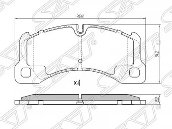 Колодки тормозные SAT (передние) Porsche (Порш) Cayenne (Кайен) ( 955,  957,  958) (2002-2014),  Panamera (Панамера)  970 (2009-2013), Volkswagen (Волксваген) Touareg (Туарек) ( GP,  NF) (2002-2014)