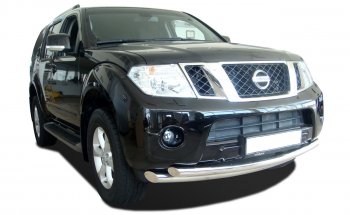 7 549 р. Двойная защита переднего бампера из труб диаметрами по 63 мм Petroil Tuning Nissan Pathfinder R51 дорестайлинг (2004-2007)  с доставкой в г. Санкт‑Петербург. Увеличить фотографию 1