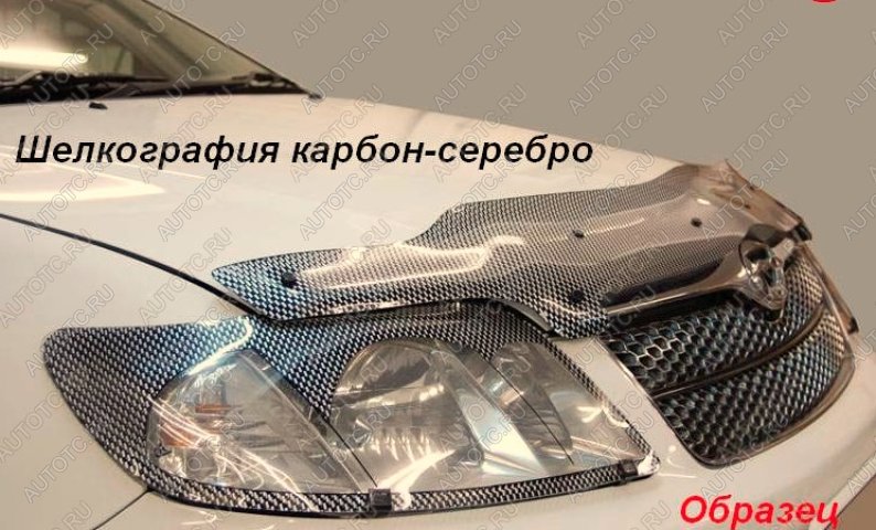 2 499 р. Дефлектор капота CA-Plastiс  Toyota Alphard  H30 (2015-2018) дорестайлинг (серия Шелкография карбон-серебро)  с доставкой в г. Санкт‑Петербург