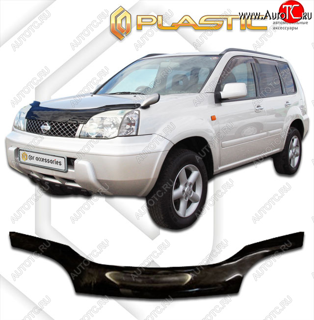 1 999 р. Дефлектор капота CA-Plastiс  Nissan X-trail  1 T30 (2000-2007) дорестайлинг, рестайлинг (classic черный, Без надписи)  с доставкой в г. Санкт‑Петербург