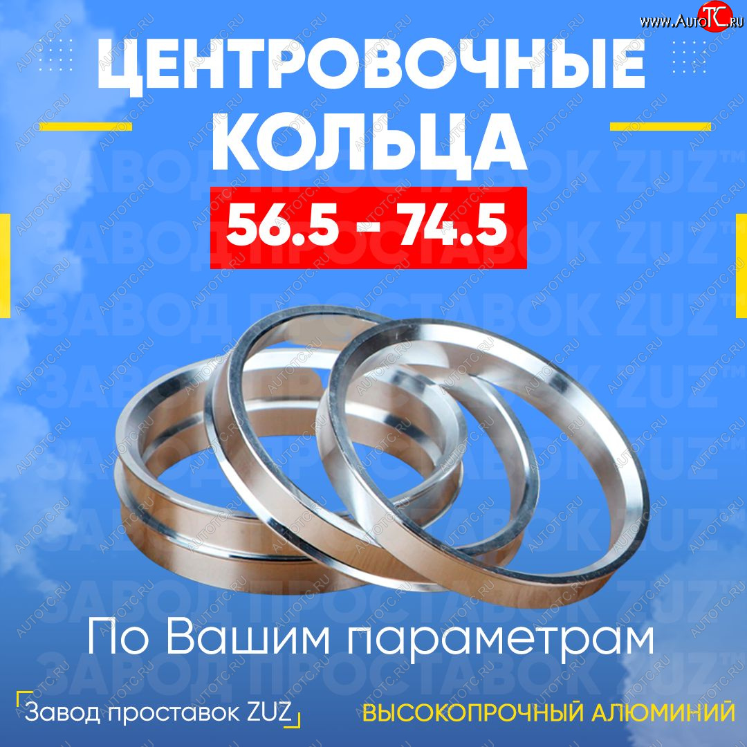 1 199 р. Алюминиевое центровочное кольцо (4 шт) ЗУЗ 56.5 x 74.5    с доставкой в г. Санкт‑Петербург