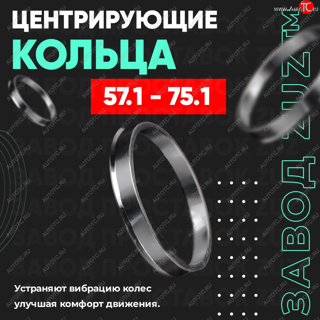 1 199 р. Алюминиевое центровочное кольцо (4 шт) ЗУЗ 57.1 x 75.1    с доставкой в г. Санкт‑Петербург