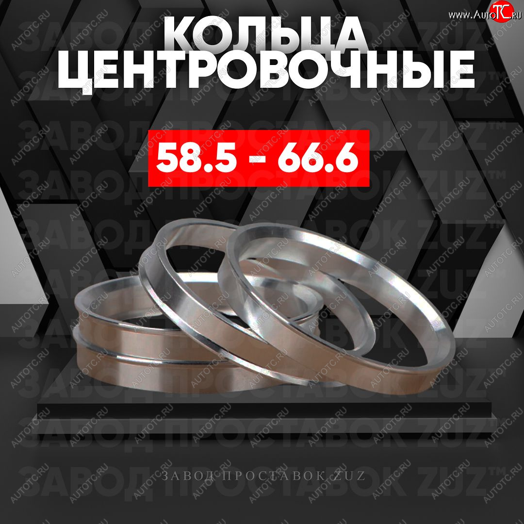 1 199 р. Алюминиевое центровочное кольцо (4 шт) ЗУЗ 58.5 x 66.6    с доставкой в г. Санкт‑Петербург