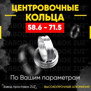 Алюминиевое центровочное кольцо (4 шт) ЗУЗ 58.6 x 71.5 Лада Приора 2170 седан дорестайлинг (2007-2014) 