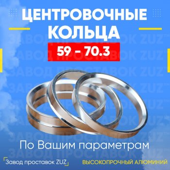 1 199 р. Алюминиевое центровочное кольцо (4 шт) ЗУЗ 59.0 x 70.3    с доставкой в г. Санкт‑Петербург. Увеличить фотографию 1