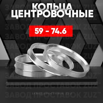 1 199 р. Алюминиевое центровочное кольцо (4 шт) ЗУЗ 59.0 x 74.6    с доставкой в г. Санкт‑Петербург. Увеличить фотографию 1