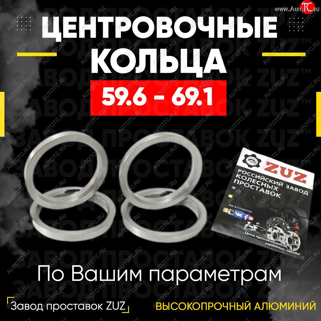 1 199 р. Алюминиевое центровочное кольцо (4 шт) ЗУЗ 59.6 x 69.1    с доставкой в г. Санкт‑Петербург