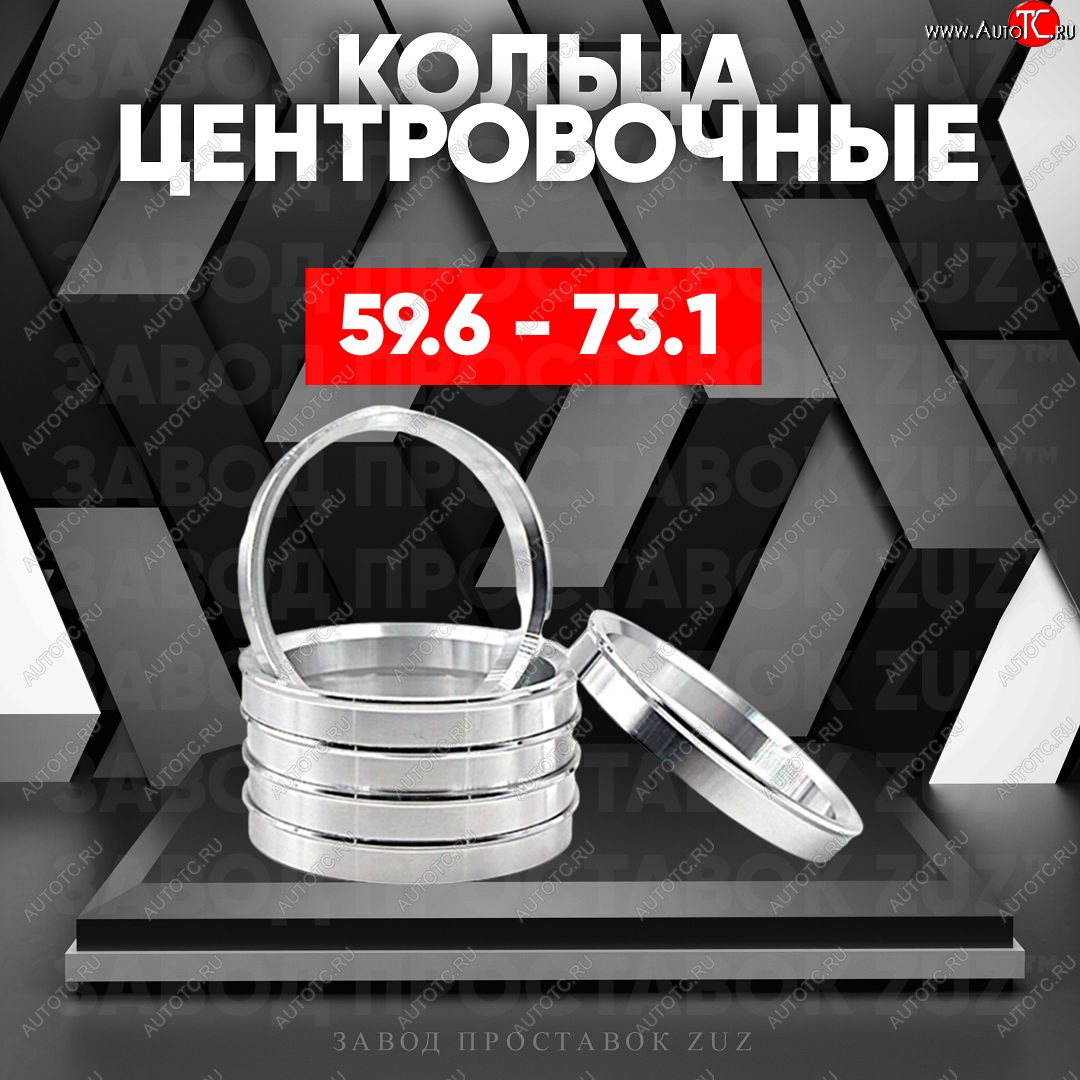 1 199 р. Алюминиевое центровочное кольцо (4 шт) ЗУЗ 59.6 x 73.1    с доставкой в г. Санкт‑Петербург