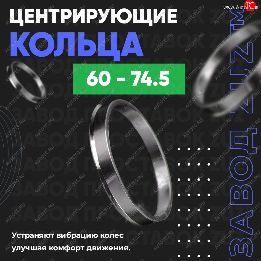 1 199 р. Алюминиевое центровочное кольцо (4 шт) ЗУЗ 60.0 x 74.5    с доставкой в г. Санкт‑Петербург